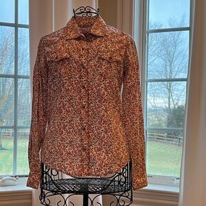 Wired Heart Western Pink Floral Shirt Pearl Buttons Women’s
